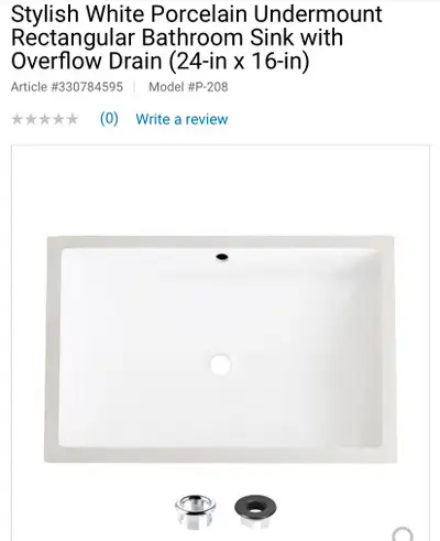 BEAUTIFUL NEW 24” x 16” PORCELAIN UNDERMOUNT SINK , View more