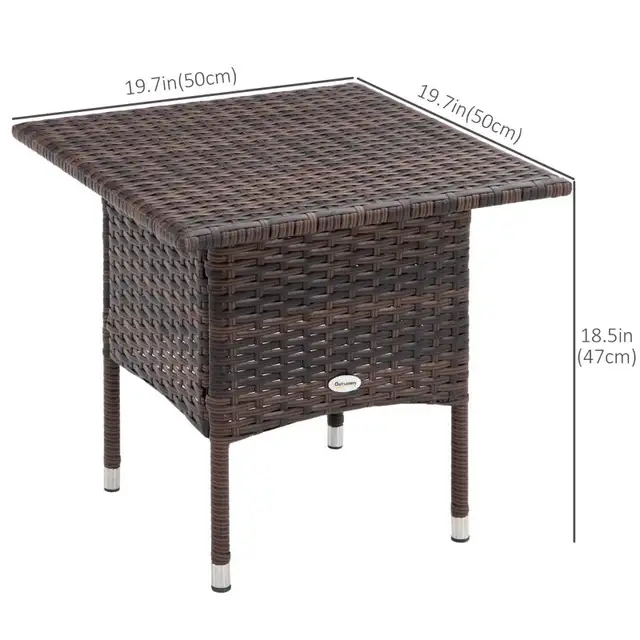 20" Patio Wicker Coffee Table, Mixed Brown  in Coffee Tables in Markham / York Region - Image 3