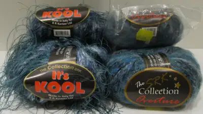 PRICE IS FIRM AND WILL NOT BE LOWERED. Two balls of SRK "Overture", blues, aqua, teal and mauve with...