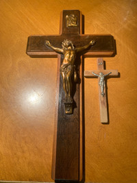 Two wooden  I N  RI Crucifix 