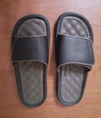 Men's SOFT MOC Slide Sandals, Size 12, Black & Brown