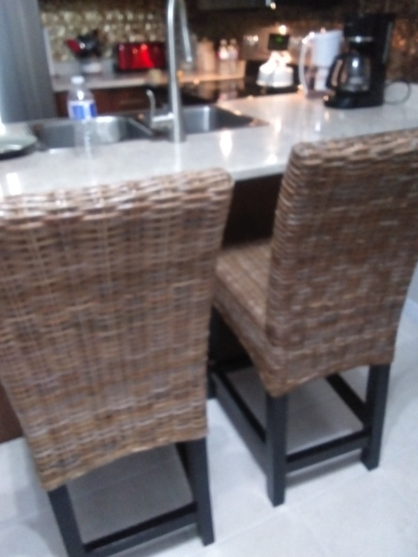 Set of 2 wicker counter stools from Pier 1 in Chairs & Recliners in Kingston - Image 3