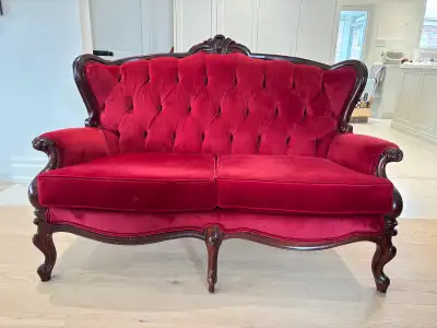 Red Velvet Sofa, View more