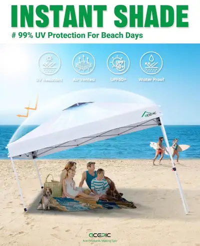 10x10ft Pop Up Canopy Tent Easy Setup Portable High Quality, View more