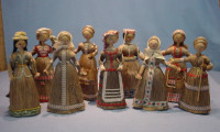 9 Vintage 1981 Russian Folk Art Ethnic Dolls