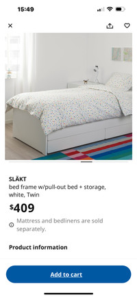 SLÄKT bed frame w/pull-out bed + storage, white, Twin - IKEA CA