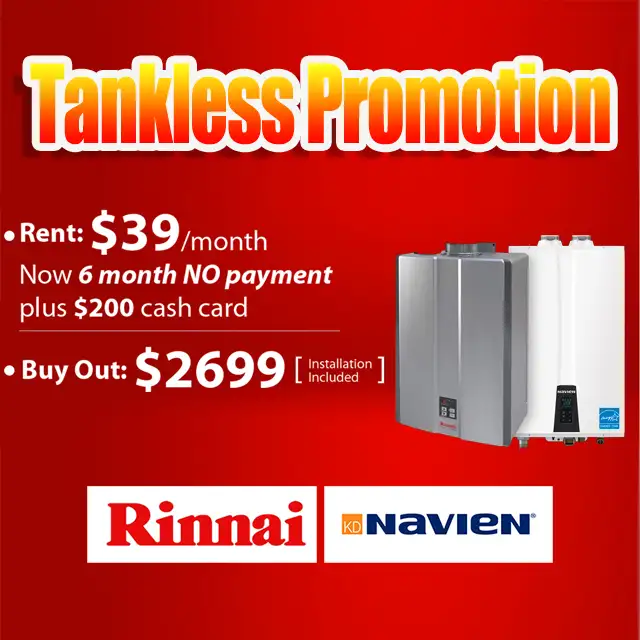 Tankless Water Heater Deal 6MTH NO PAYMENT, $39/mo Rent Tankless628637366818571224
