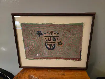 Framed Antique Guna Mola Hand Made Folk Art Textile , View more