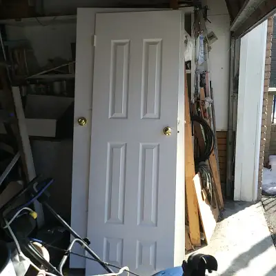 Some 26"x80", 32"x 80", six panel textured interior room doors $60/each. White painted interior door...