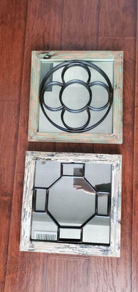 Rustic Framed Mirror Wall Art Paired Set
