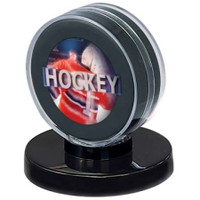 Ultra Pro PUCK or BALL holders ... BLACK or GOLD BASE (WOOD=$12)