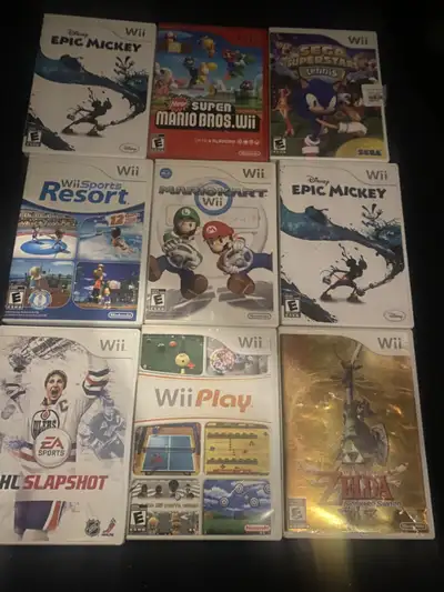 Nintendo Wii games Zelda Skyward Sword Mariokart wii Epic Mickey, View more
