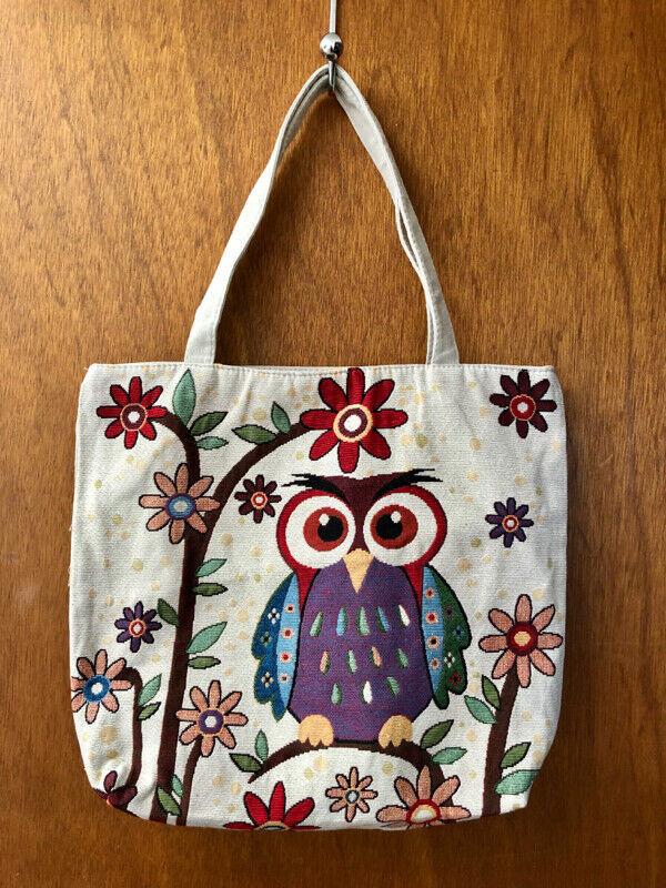 Canvas tote bag with unique floral owl pattern in Other in Cambridge - Image 2