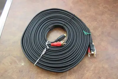 25Ft MiniDin 4-pin (S-Video) Male + 2 RCA Plug (Male) Cable, View more