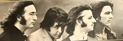 BEATLES POSTER 12" X 36" COMES WITH BRACKETS FOR HANGING GREAT COLLECTORS ITEM FOR FANS OF THE FAB F...