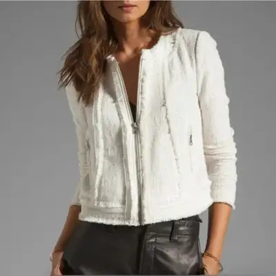 Rebecca Taylor white tweed jacket, size small (S), View more