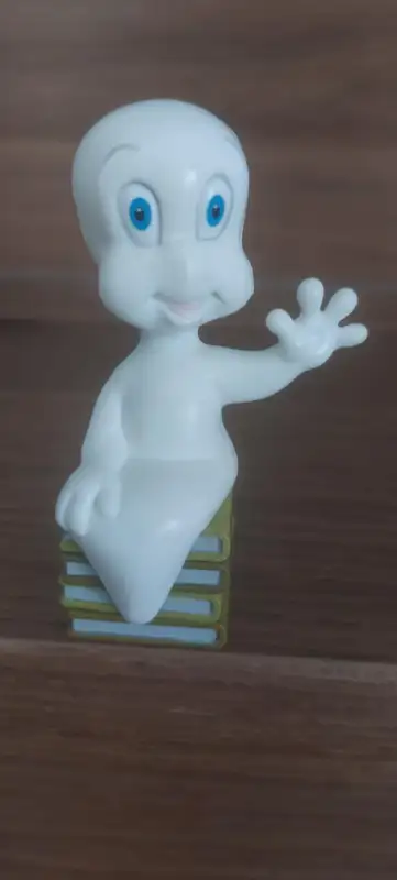 Vintage 1994 Casper the Friendly Ghost PVC Figure Sitting on Books 2.75 inches Tall Pre-Owned