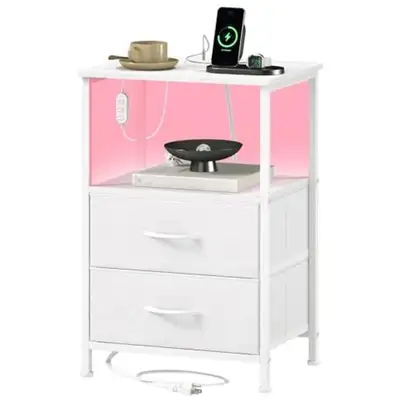 Somdot White Nightstand, View more