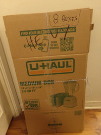 17 USED, U-HAUL MOVING BOXES FOR SALE @ 45% OFF, GOOD CONDITION