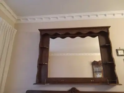 Wooden Wall Mirror with Shelving, View more
