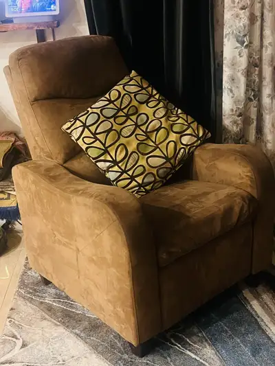 Compact smart ways to clean microsuede camel brown Recliner . At Evanston nw .