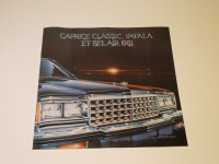 Brochure Chevrolet Caprice Classic, Impala et Belair 1981
