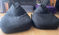 Stuffed Black Fabric Floor Chairs