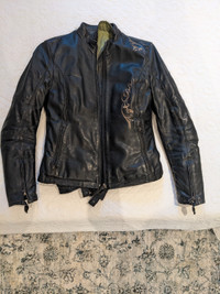 Manteau de moto en cuir véritable 