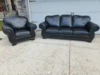 Free delivery/100 percent Genuine leather 2 pc couch set 
