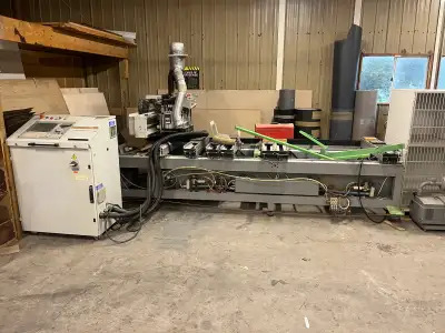 Industrial CNC drilling / dowel insertion machine used in cabinet production. Machine stopped workin...