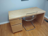 Ikea Malm Desk Birch with Drawer and Cupboard