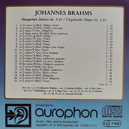 Johannes Brahms – Hungarian Dances No.1 - 21 CD in CDs, DVDs & Blu-ray in Markham / York Region - Image 2