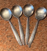 70s Vintage National Stainless Soup Spoons Set of 4 Flatware NST