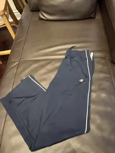 Men's Champion track pants blue, Size Small $15 Patriots grey t shirt dri fit Large - $20 New Englan...