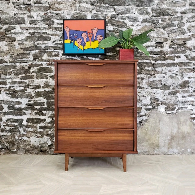 Refinished MidCentury Modern Walnut Highboy Dresser (not teak) Arts