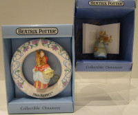 2 SCHMID COLLECTIBLE MRS. RABBIT HANGING ORNAMENTS, BOXED