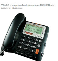 VTech® – Téléphone haut-parleur avec fil CD1281, noir