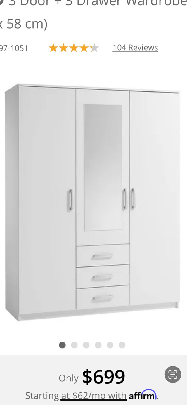 VINDRE 3-DOOR WARDROBE, WENGE BROWN in Dressers & Wardrobes in Edmonton - Image 4