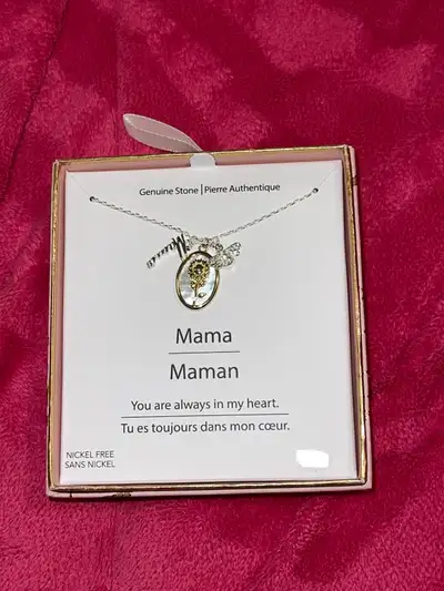 Mama Mom Necklace Genuine Stone with Charms, View more