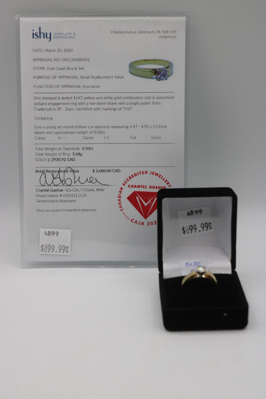 14KT Yellow and White Gold Solitaire Engagement Ring (# 4899) in Jewellery & Watches in City of Halifax - Image 2