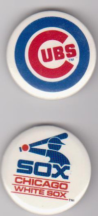 2 macarons de baseball  Cubs et White Sox de Chicago (A1459)