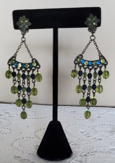 VINTAGE BEADED CHANDELIER CLIP-ON EARRINGS, View more