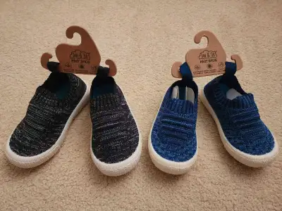 JAN AND JUL KNIT SHOES TODDLER SIZE 5 AND 6 BRAND NEW (1) Navy Size 5 (1) Black Size 6 $40 for Both...