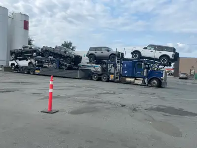 2021 truck and trailer stinger cottrell Paccar eng Fast loader Ratchet tie downs Noise and side tarp...