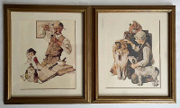 NORMAN ROCKWELL ART PRINTS FRAMED -BOY WITH DOGS AND PHARMACIST