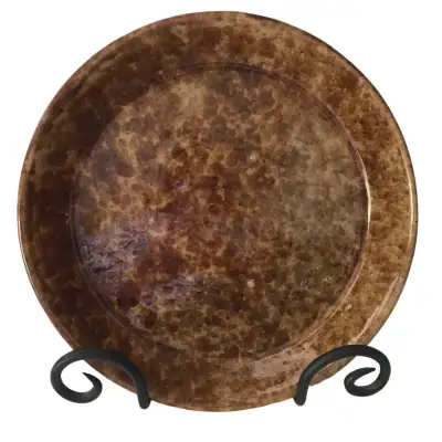 Antique Bennington Rockingham Yellow Ware Brown Glaze Pie Plate, View more