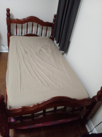 wood twin bed and matress