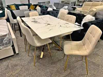 7-Pc Marble Dining Set, View more