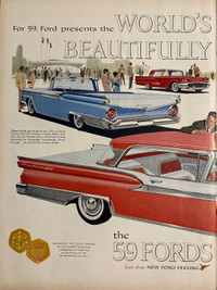 1959 Fords T-Bird/Fairlane 500 XLarge 2 Pg Original 
