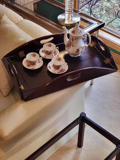 Hardwood & Brass Butler Table (converts to serving  tray), View more